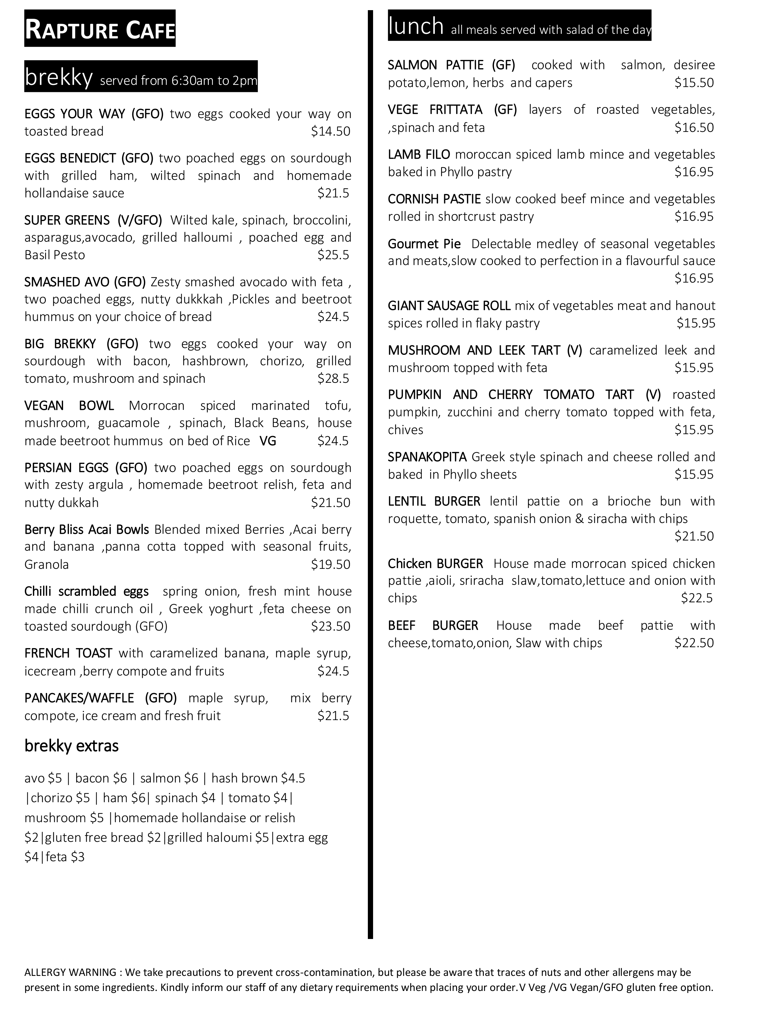 Menu Page 1
